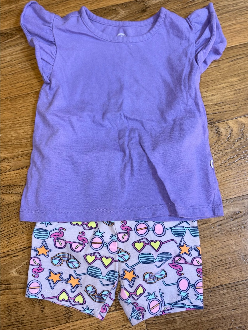 Gap Girls' Purple Flutter-Sleeve Tee Set with Printed Bike Shorts 2T